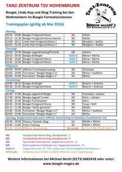 Trainingsplan - Boogie Magic`s