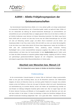 AJAN4 – ADeKo-Frühjahrssymposium der Geisteswissenschaften