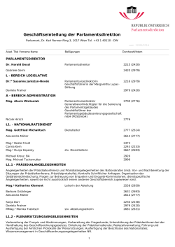 Geschäftseinteilung der Parlamentsdirektion