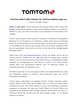 TomTom stellt Traffic Checker für TomTom MyDrive App vor