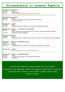 Gottesdienste in unserer Kapelle