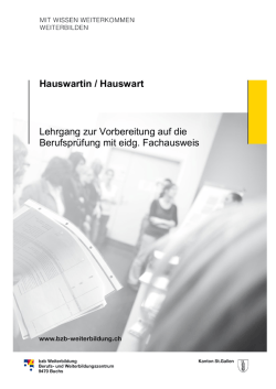 Hauswartin / Hauswart Lehrgang zur Vorbereitung auf die
