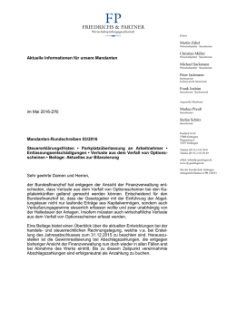 Aktuelle Informationen für unsere Mandanten im Mai 2016