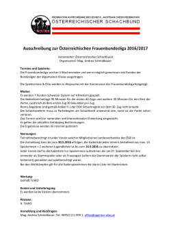 Ausschreibung zur Österreichischen Frauenbundesliga 2016/2017