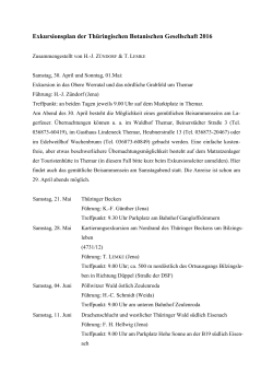 Exkursionsplan der Thüringischen Botanischen Gesellschaft 2016