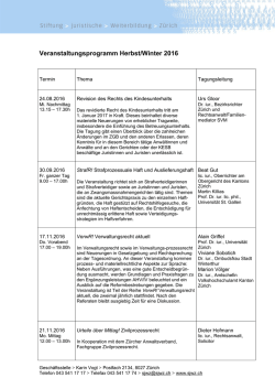 Jahresprogramm der zweiten Jahresh&auml;lfte 2016