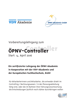 Vorbereitungslehrgang zum ÖPNV-Controller - VDV