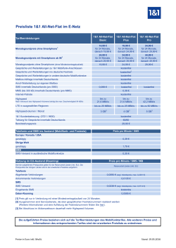 Preisliste 1&1 All-Net-Flat im E-Netz