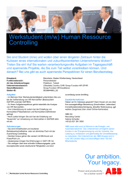 Werkstudent (m/w) Human Ressource Controlling Our