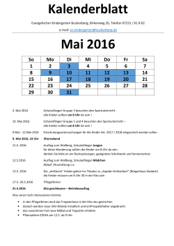 Kalenderblatt Mai 2016