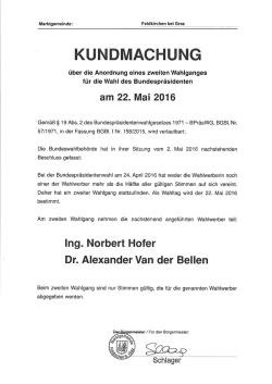 KM zur Anordnung zum 2. Wahlgang des