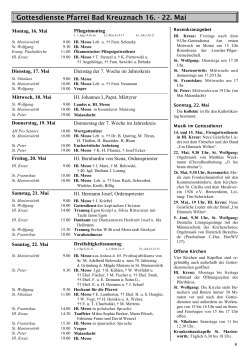 Gottesdienste 16.5. - 12.6.2016 - katholische Stadtpfarrei Hl. Kreuz