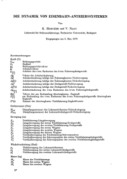 DIE DYNAl\-IIK VON EISENBAHN·ANTRIEBSSYSTEMEN