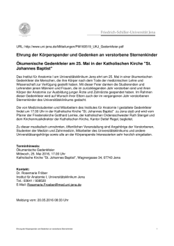 Ehrung der K&ouml;rperspender und Gedenken an verstorbene
