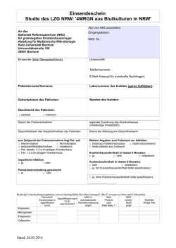 Einsendeschein Studie des LZG NRW: `4MRGN aus Blutkulturen in