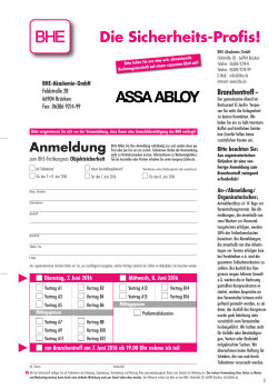 Anmeldung - ASSA ABLOY Sicherheitstechnik GmbH