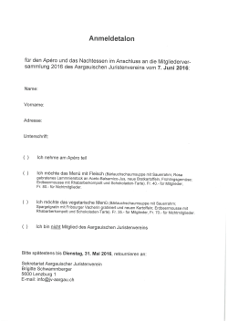 Anmeldetalon - Aargauischer Juristenverein