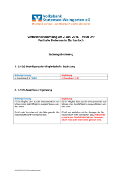 Satzungsänderung 2016 - Volksbank Stutensee