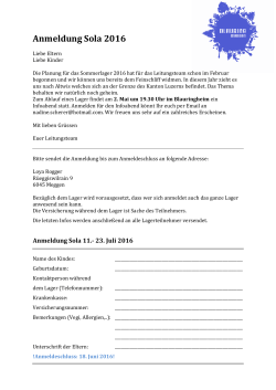Anmeldung Sola 2016