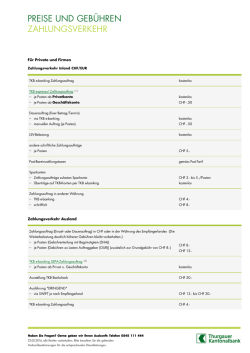 PREISE UND GEB&Uuml;HREN ZAHLUNGSVERKEHR