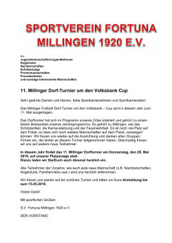 11. Millinger Dorf-Turnier um den Volksbank Cup