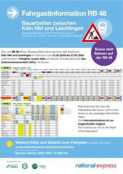 Ersatzfahrplan Schienenersatzverkehr | 21.05.2016