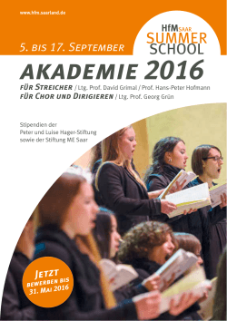 Broschüre "HfM Summer School 2016"