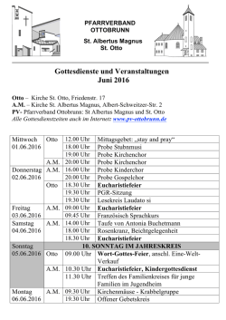 Gottesdienste und Veranstaltungen Juni 2016