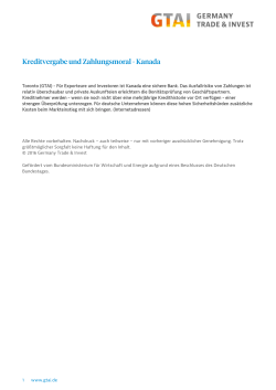 GTAI - Kreditvergabe und Zahlungsmoral
