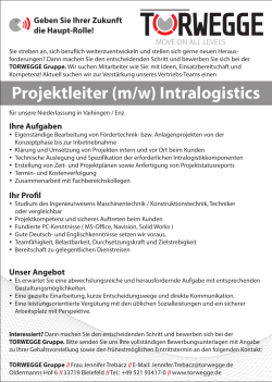 Projektleiter (m/w) Intralogistics