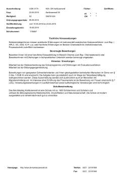 41 * * CH * * 175067 Fachliche Voraussetzungen Seiteneinsteiger