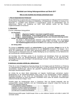 Haltungsverfahren auf Stroh - Merkblatt zum Antrag 2016 f&uuml;r 2017