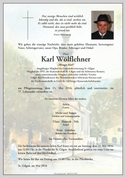 Karl Wölflehner - Bestattung Lesiak