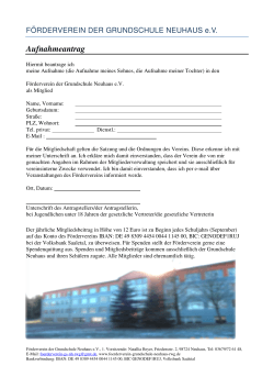 Aufnahmeantrag - Förderverein der Grundschule Neuhaus eV