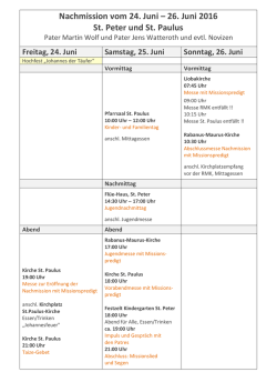 Nachmission vom 24. Juni – 26. Juni 2016 St. Peter und St. Paulus