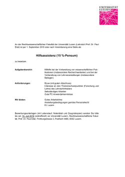 Hilfsassistenz (15 %-Pensum)