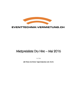 Mietpreisliste Dry Hire – Mai 2016 - Eventtechnik