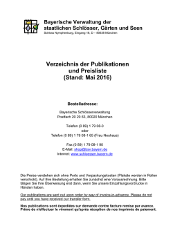 Verzeichnis der Publikationen und Preisliste (Stand: Mai 2016)