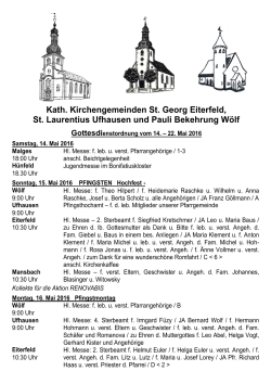Gottesdienstordnung - Pfarrgemeinde Sankt Georg, Eiterfeld