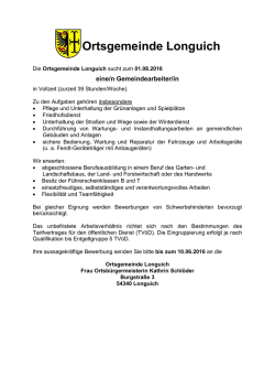 (zurzeit 39 Stunden/Woche) für die Ortsgemeinde Longuich