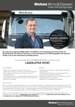 lagerleiter (m/w) - Mobau Wirtz & Classen
