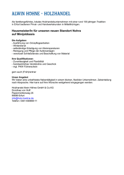 Hausmeister/In f&uuml;r unseren neuen Standort Nohra auf Minijobbasis