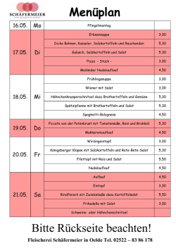 Menüplan ansehen - Fleischerei Schäfermeier