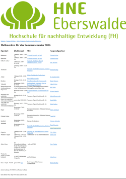 Hallenzeiten für das Sommersemester 2016