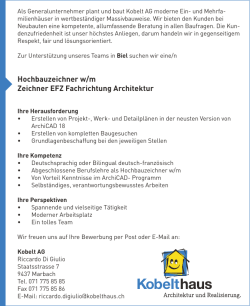 Hochbauzeichner w/m Zeichner EFZ Fachrichtung