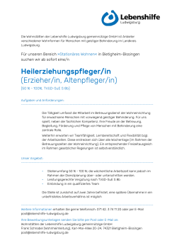 Stellenangebot Wohnstätten der Lebenshilfe Ludwigsburg gGmbH