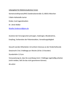 Jobangebot f&uuml;r Medizinstudenten/-innen Gemeinschaftspraxis/MVZ