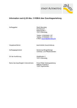 Information nach § 20 Abs. 3 VOB/A über Zuschlagserteilung