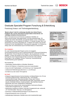 Graduate Specialist Program Forschung & Entwicklung