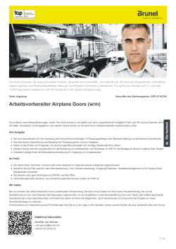 Arbeitsvorbereiter Airplane Doors Job in Augsburg